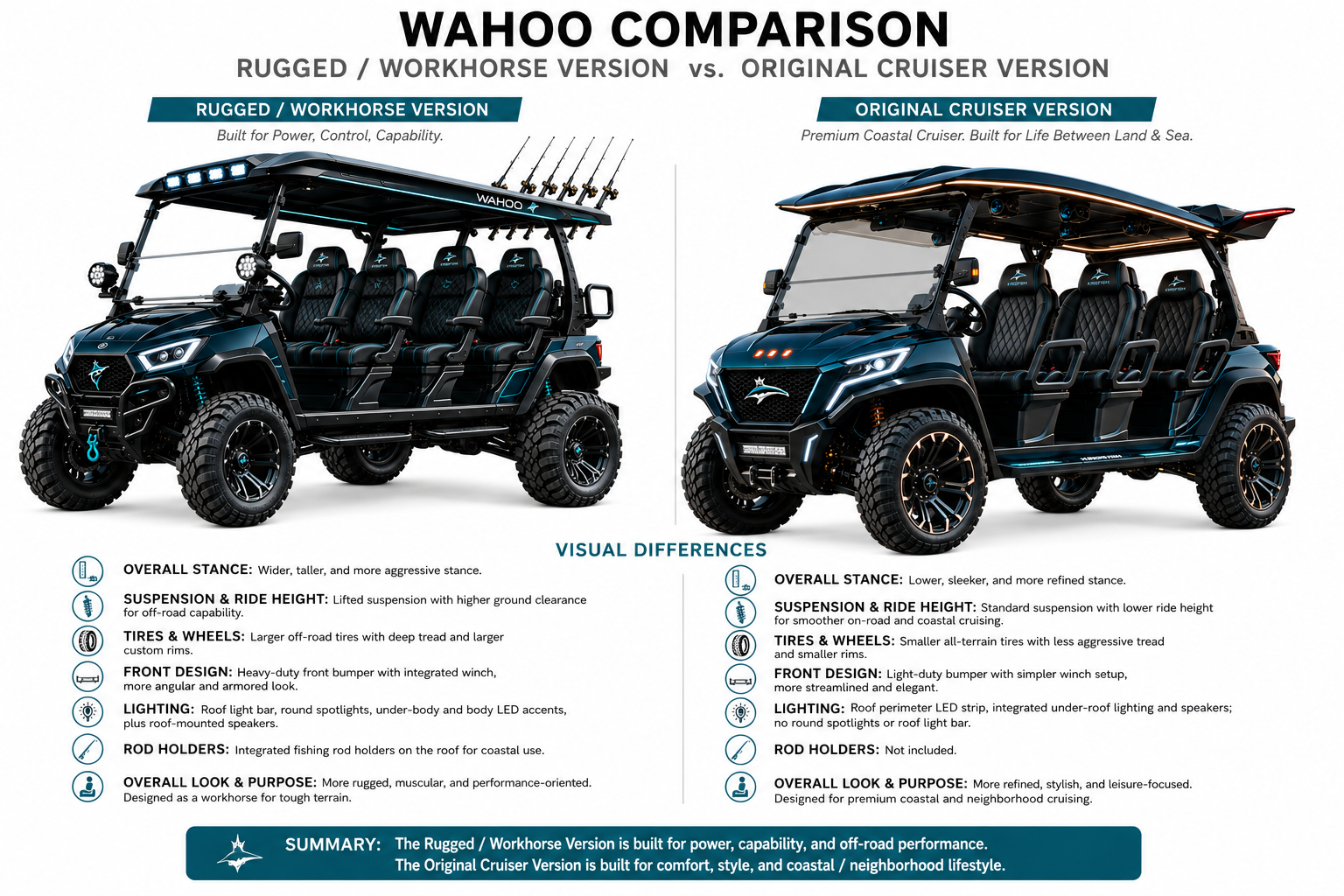 Wahoo Cruiser and Wahoo Workhorse concept comparison
